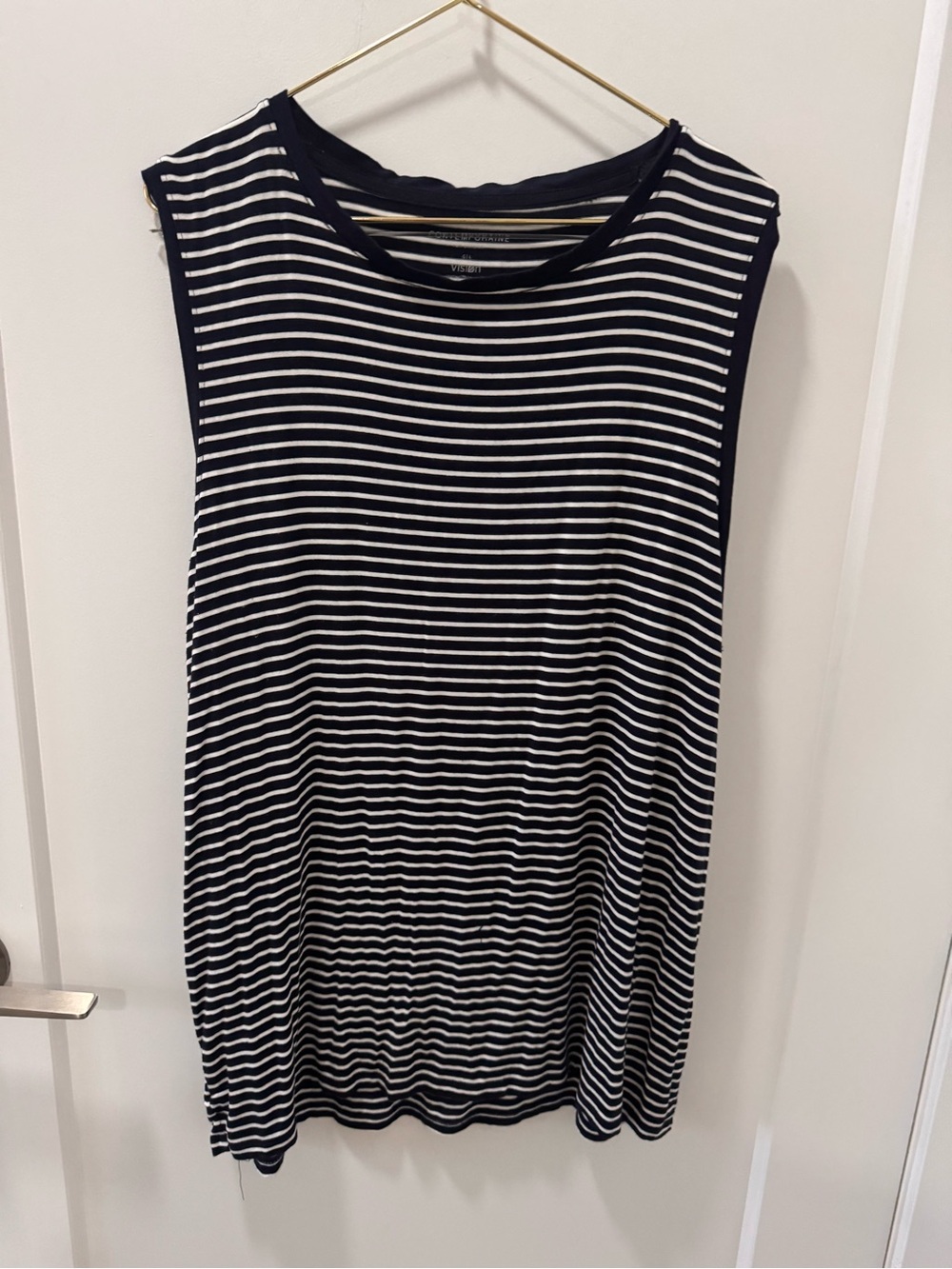 Simons Black and White Striped Sleeveless Tank Top size large